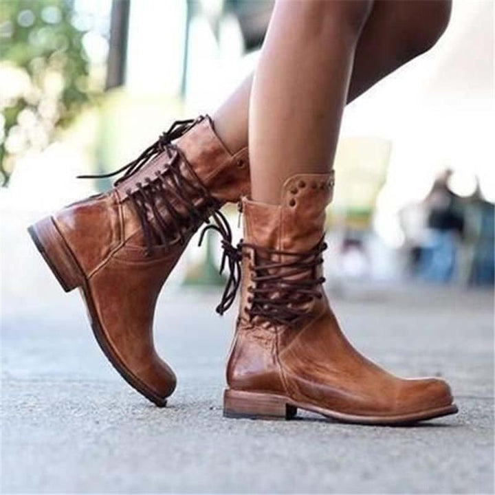 Rita | Vintage Lace-Up Mid Boots