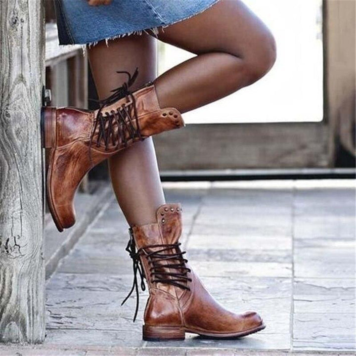 Rita | Vintage Lace-Up Mid Boots