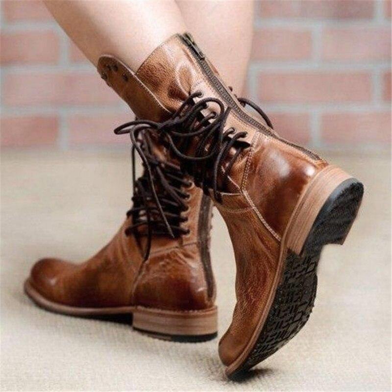 Rita | Vintage Lace-Up Mid Boots