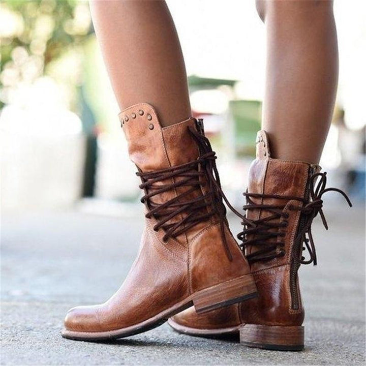 Rita | Vintage Lace-Up Mid Boots