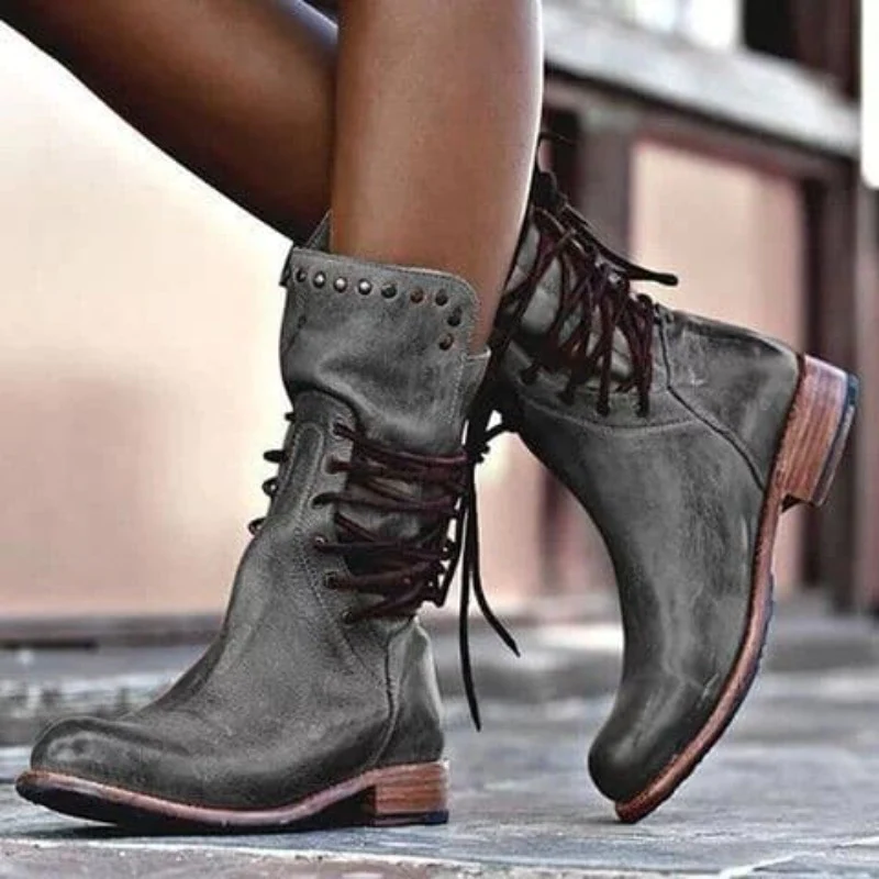 Rita | Vintage Lace-Up Mid Boots