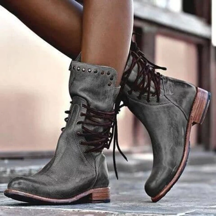 Rita | Vintage Lace-Up Mid Boots
