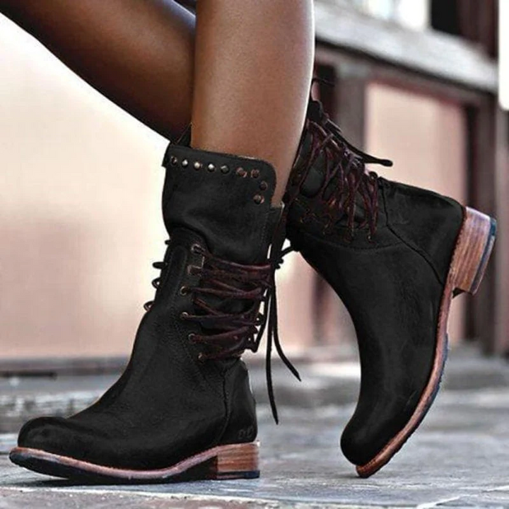 Rita | Vintage Lace-Up Mid Boots