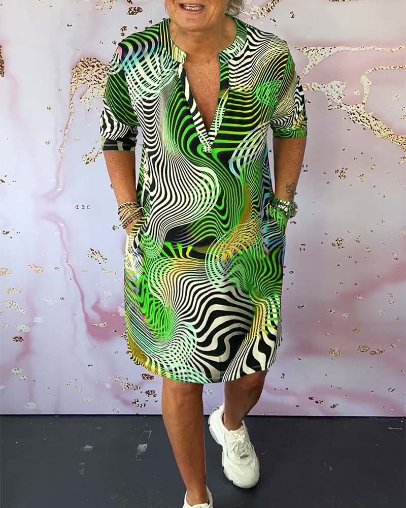 Ria™ | Colourful V-Neck Midi Dress