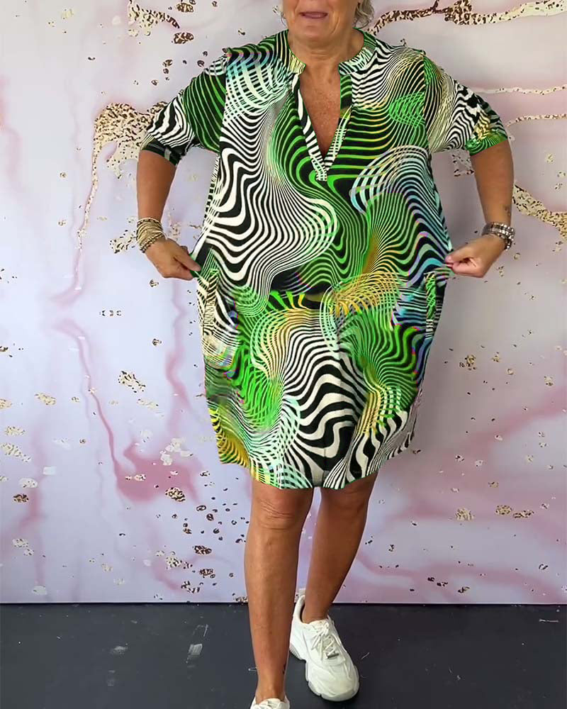 Ria™ | Colourful V-Neck Midi Dress