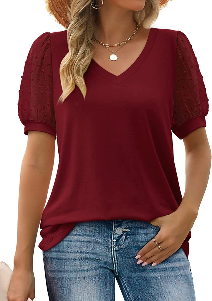 Lily | Textured Sleeve V-Neck Top
