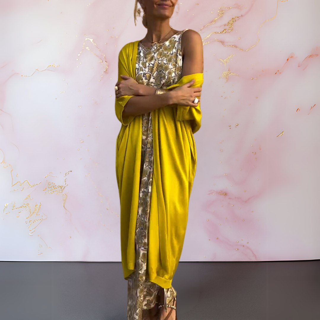 Melanie™ | Elegant Maxi Dress with Matching Cardigan