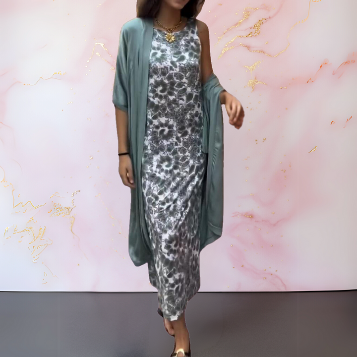 Melanie™ | Elegant Maxi Dress with Matching Cardigan