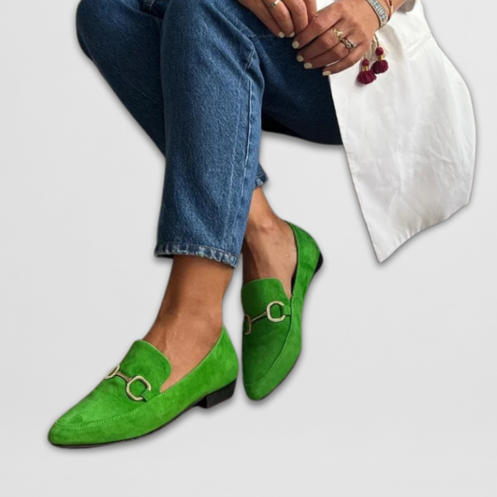 Fiona | Suede Buckle Accent Loafers