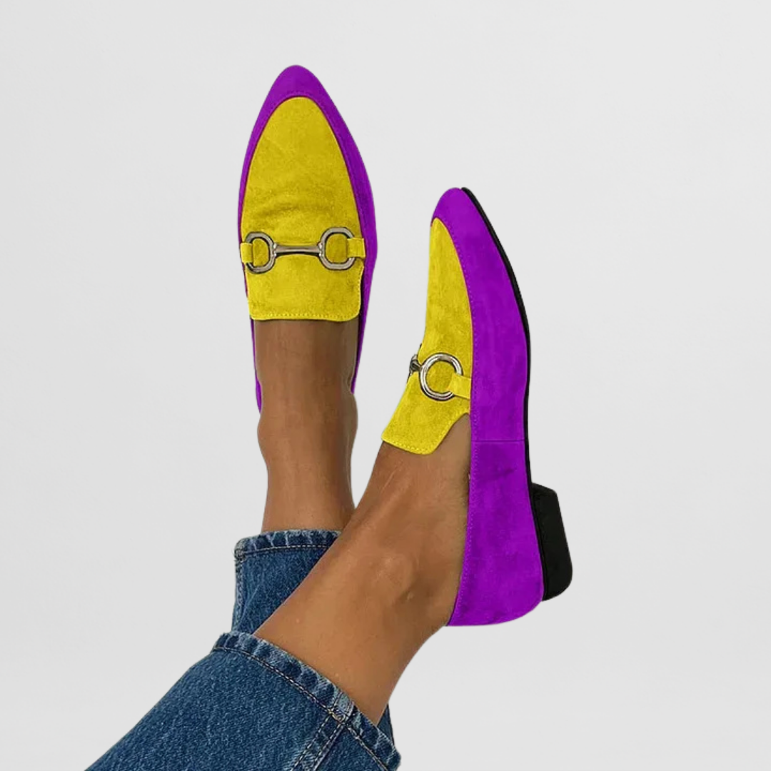 Fiona | Suede Buckle Accent Loafers