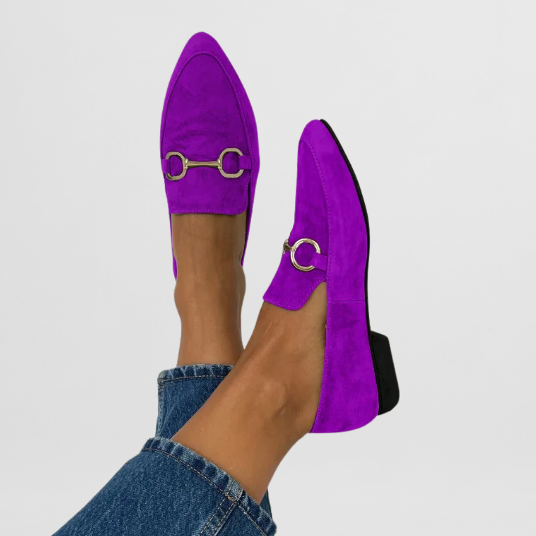 Fiona | Suede Buckle Accent Loafers
