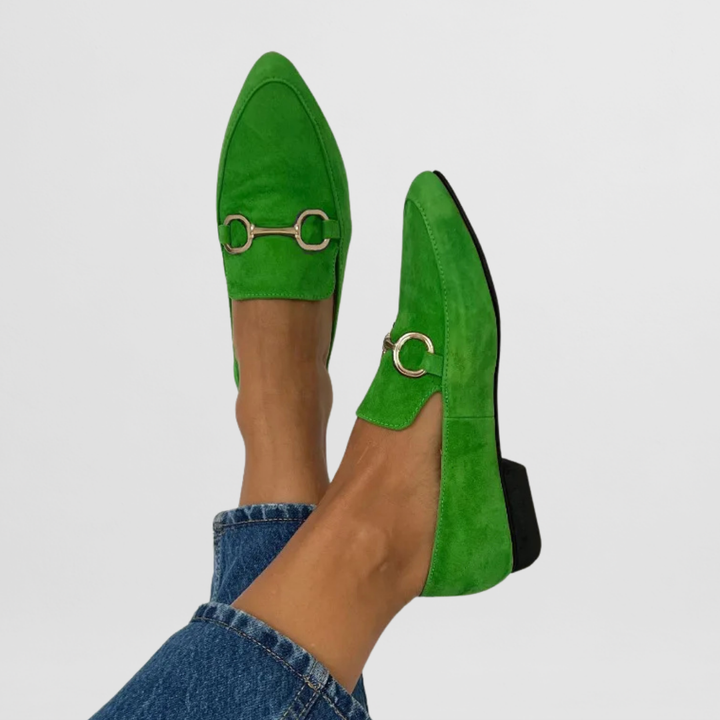 Fiona | Suede Buckle Accent Loafers