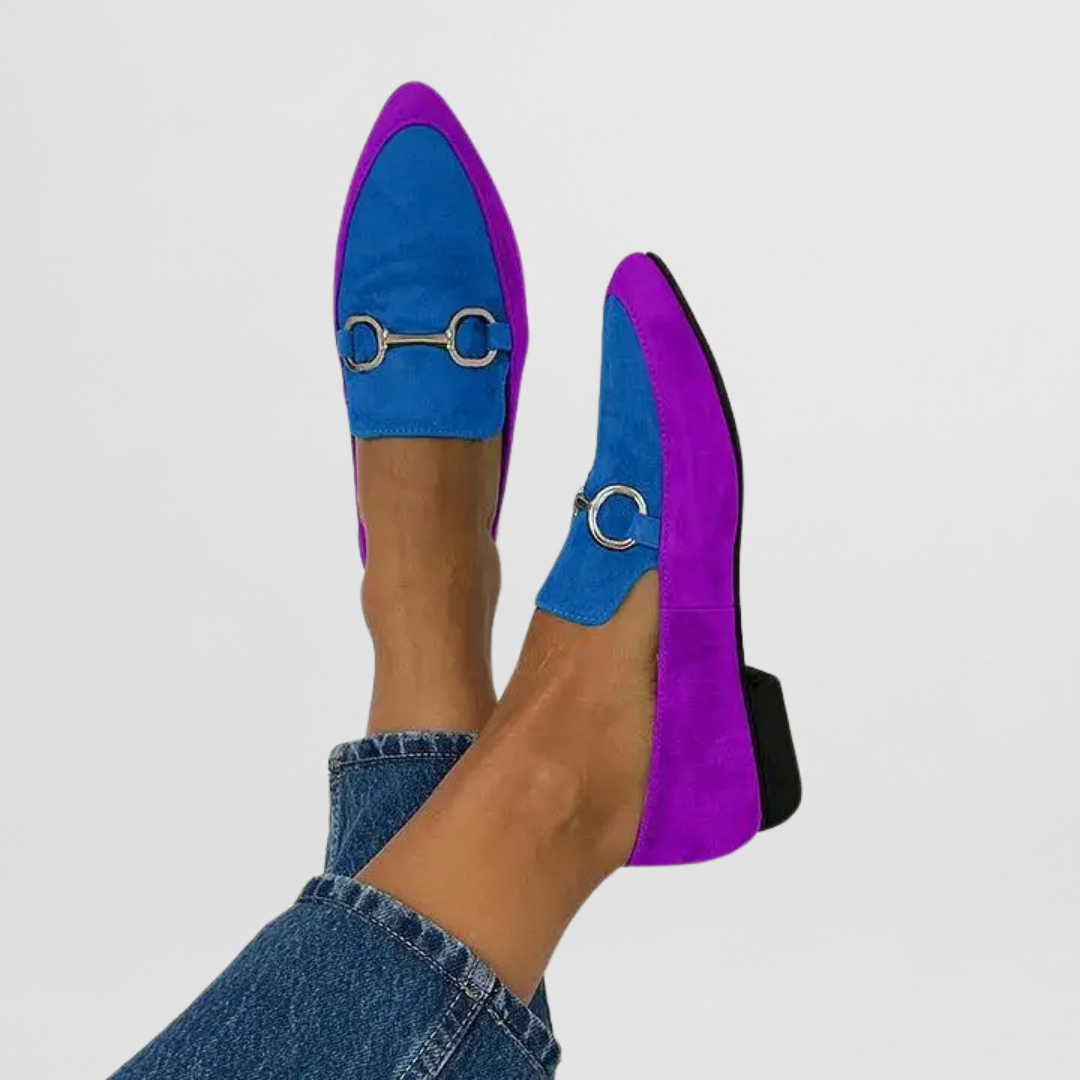 Fiona | Suede Buckle Accent Loafers
