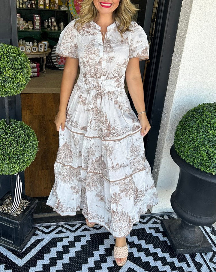 Paula | Button-Front Tiered Midi Dress