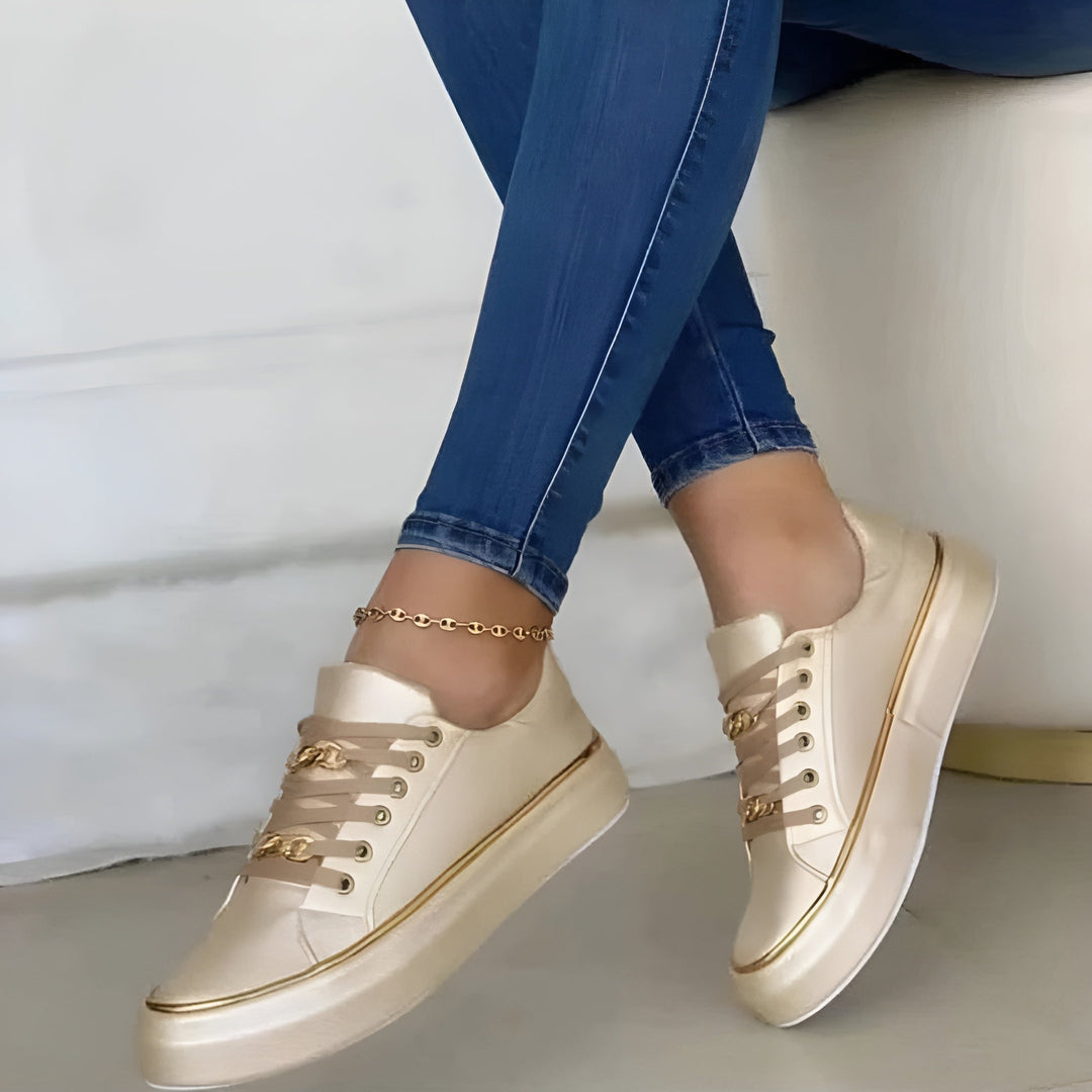 Monica | Gold Trim Comfort Sneakers