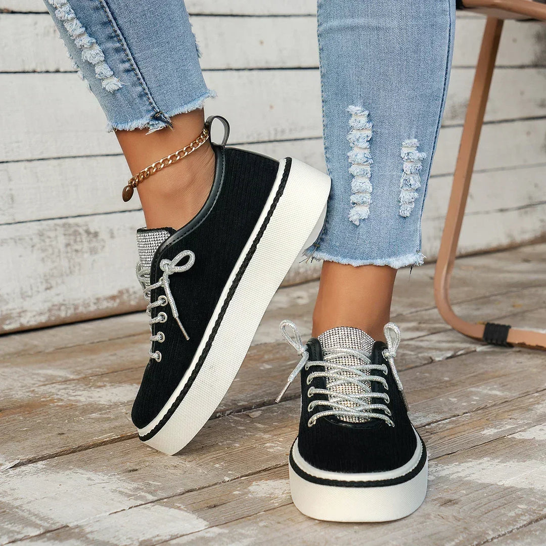 Bianca | Glitter Lace Platform Sneakers