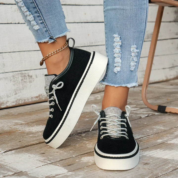 Bianca | Glitter Lace Platform Sneakers