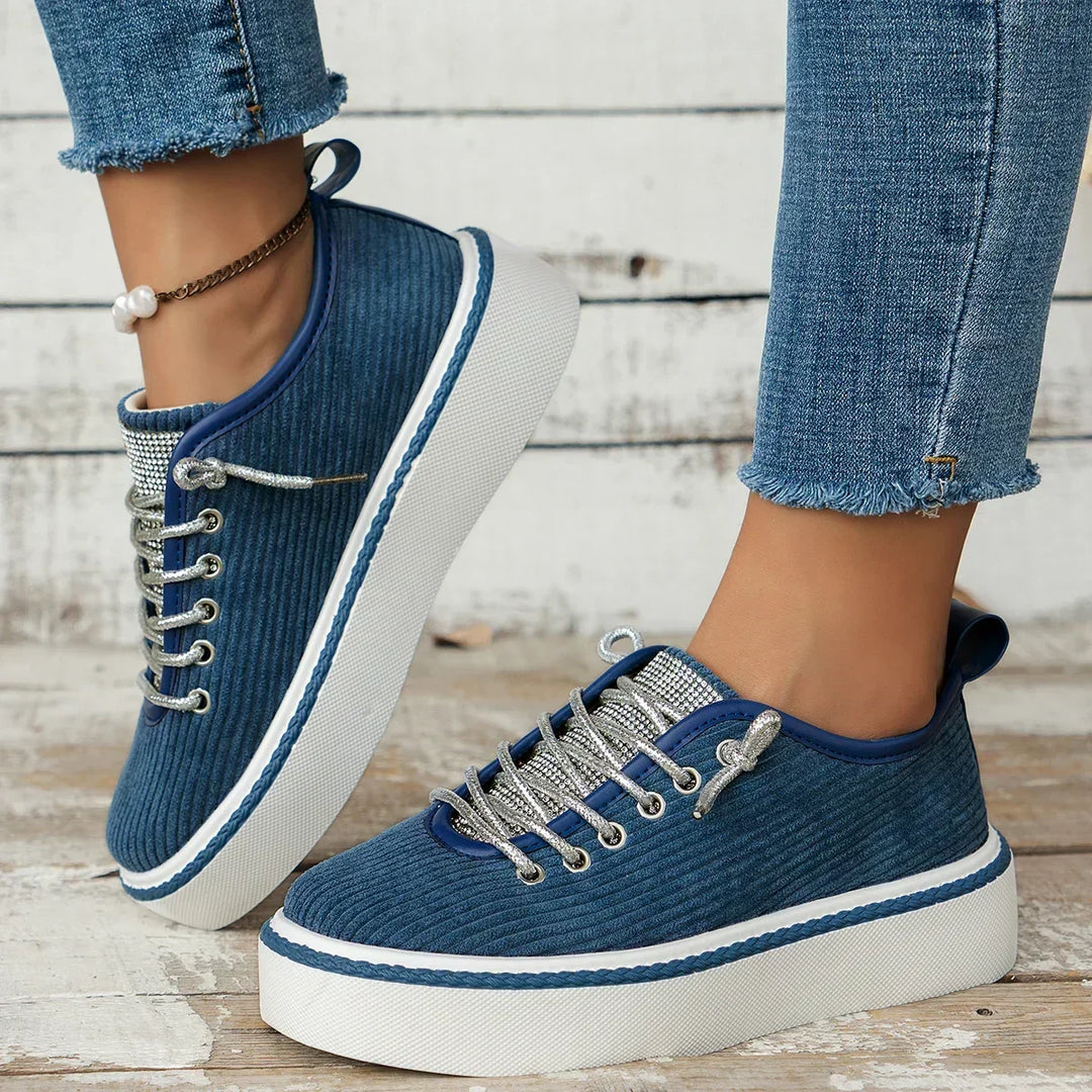 Bianca | Glitter Lace Platform Sneakers