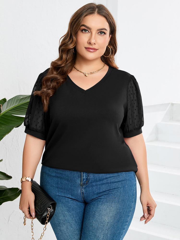Lily | Textured Sleeve V-Neck Top
