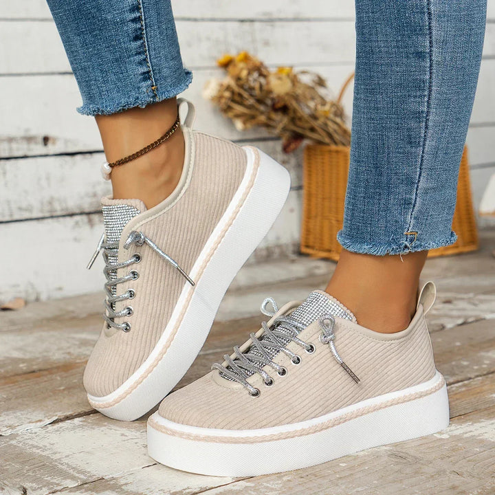 Bianca | Glitter Lace Platform Sneakers