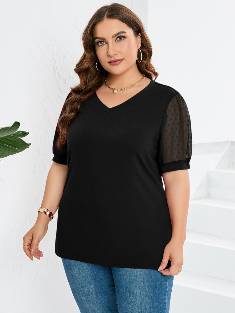 Lily | Textured Sleeve V-Neck Top