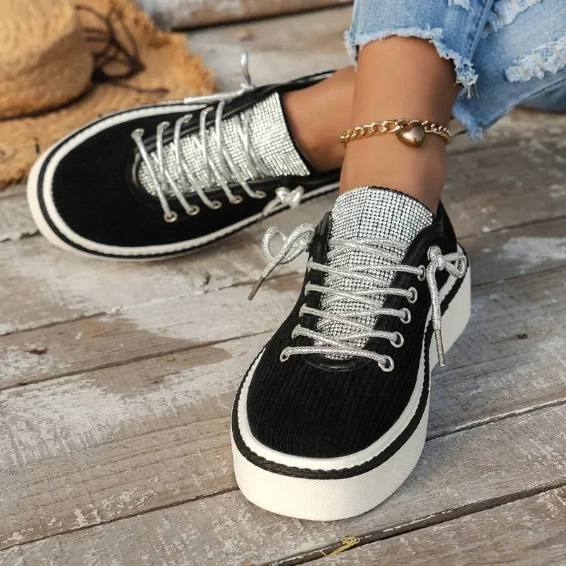 Bianca | Glitter Lace Platform Sneakers