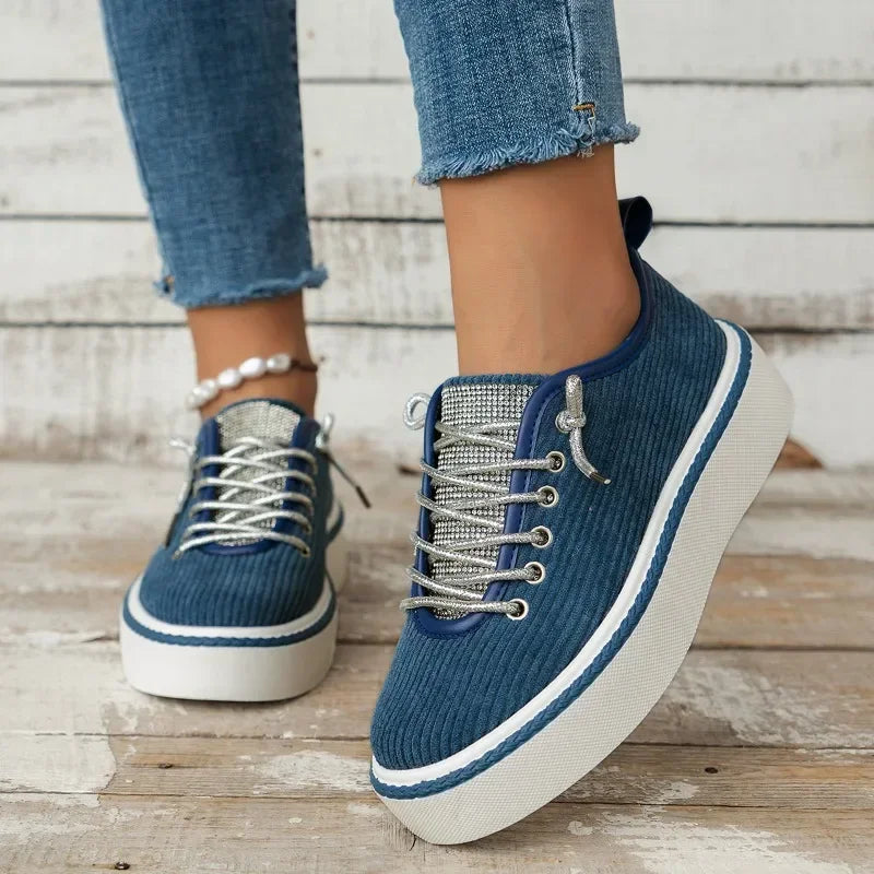 Bianca | Glitter Lace Platform Sneakers