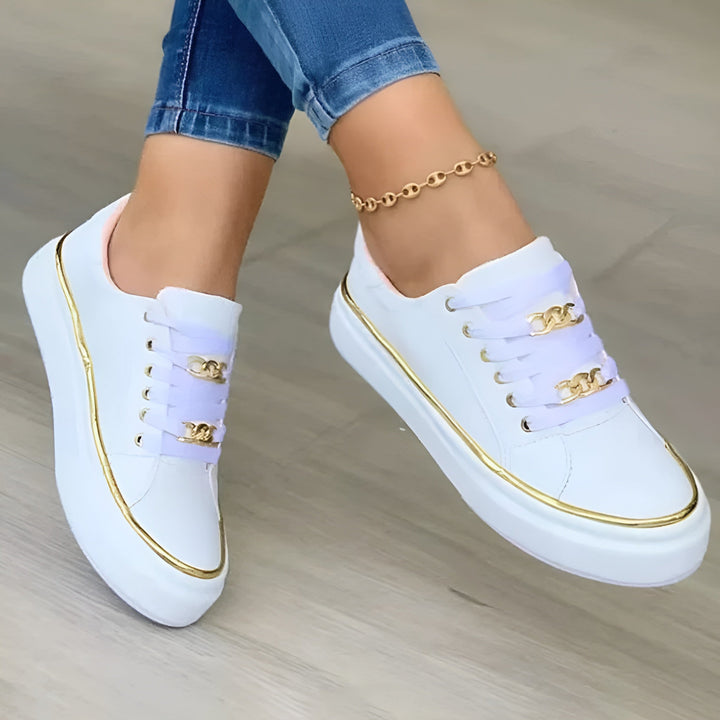 Monica | Gold Trim Comfort Sneakers