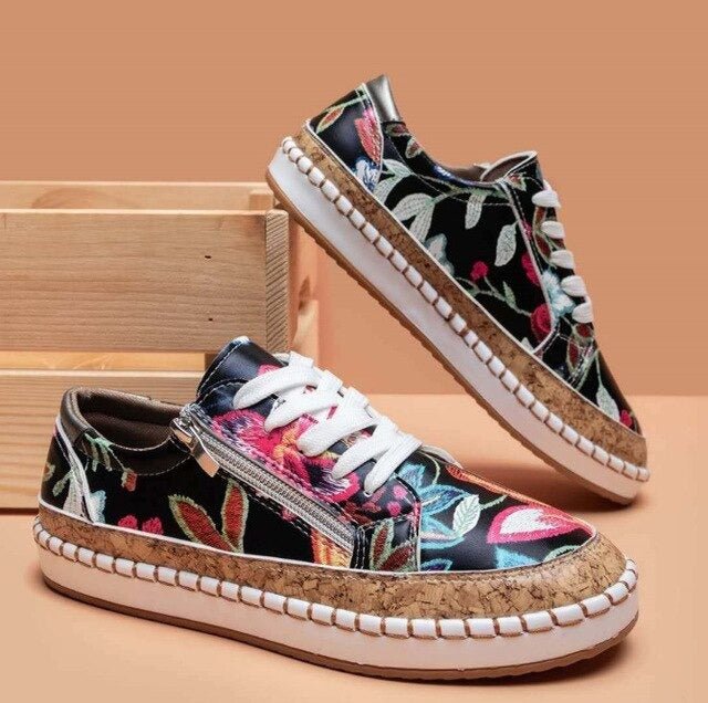 Amelia | Floral Platform Walking Sneakers