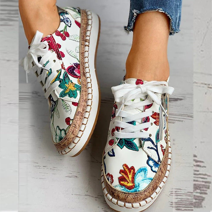 Amelia | Floral Platform Walking Sneakers