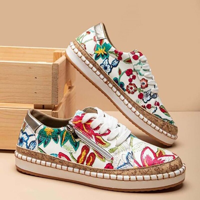 Amelia | Floral Platform Walking Sneakers
