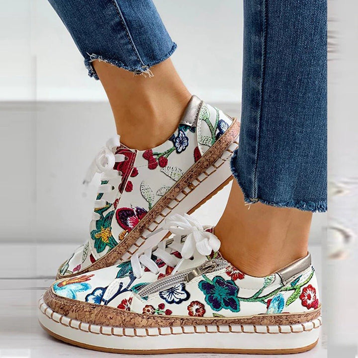 Amelia | Floral Platform Walking Sneakers