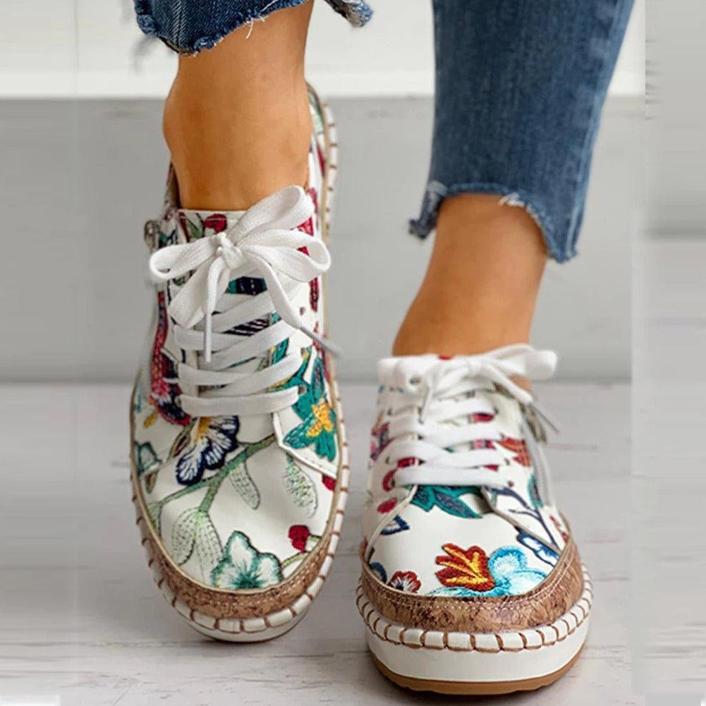 Amelia | Floral Platform Walking Sneakers