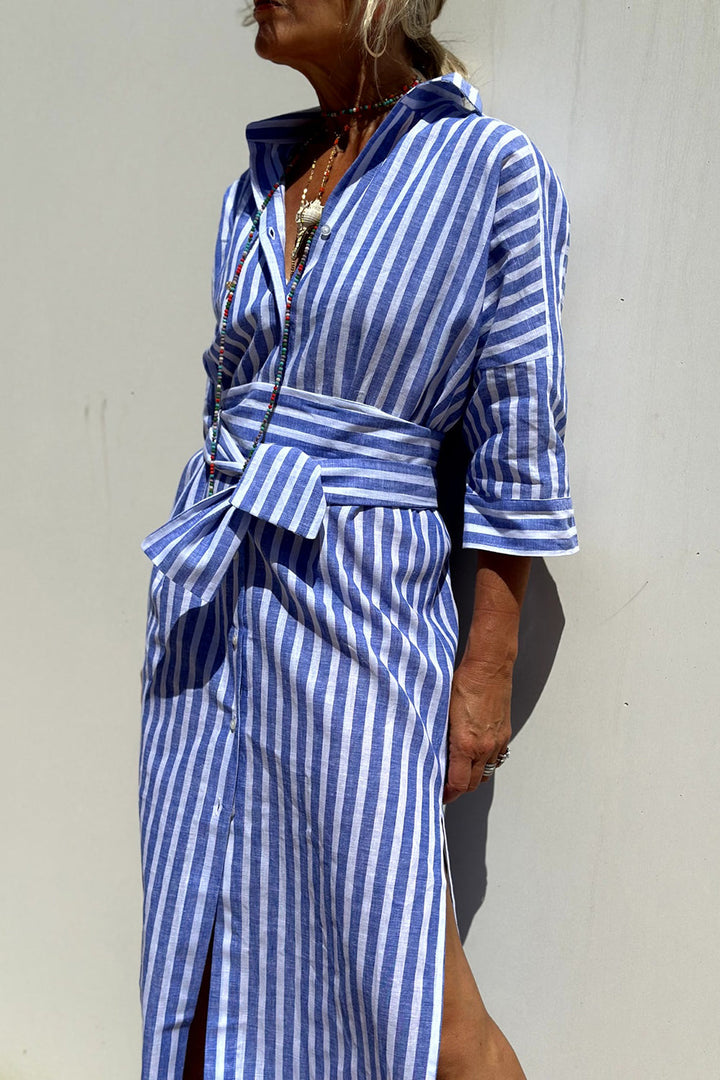 Sophia™ | Striped Shirt Midi Dress