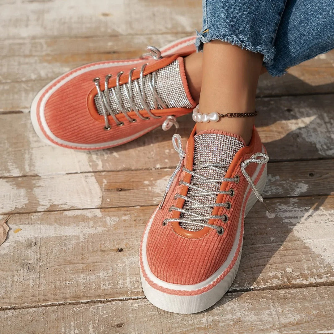 Bianca | Glitter Lace Platform Sneakers