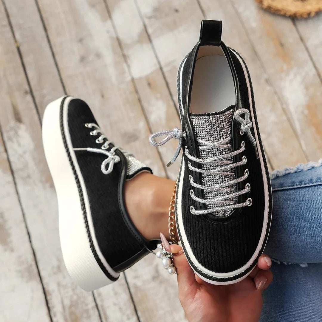 Bianca | Glitter Lace Platform Sneakers