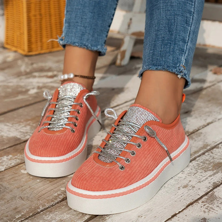 Bianca | Glitter Lace Platform Sneakers