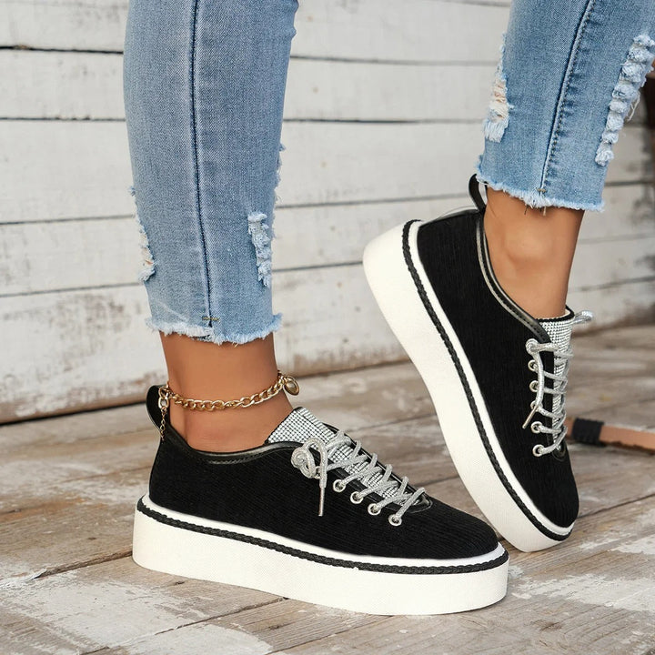 Bianca | Glitter Lace Platform Sneakers
